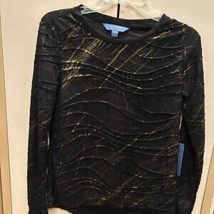 Simply Vera Wang NWT XS Gold Foil Long Sleeve T